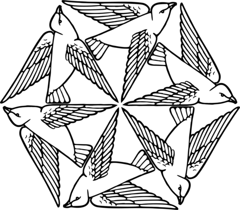 Birds Tessellatoin Coloring Page